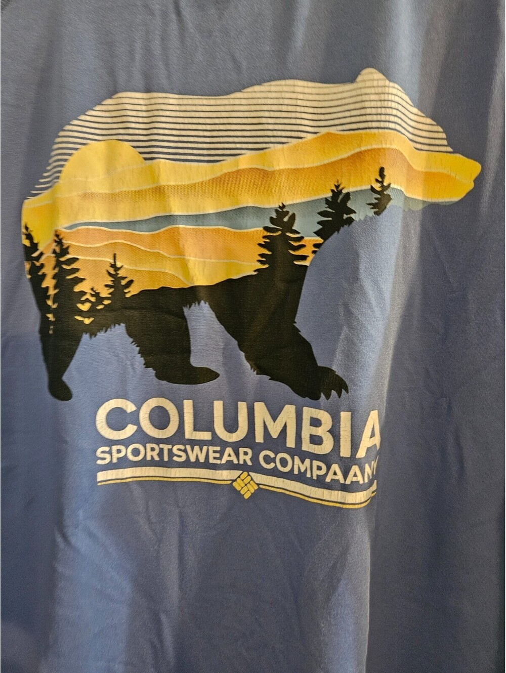 Columbia Bear Print Graphic T-Shirt Light Blue Size Large